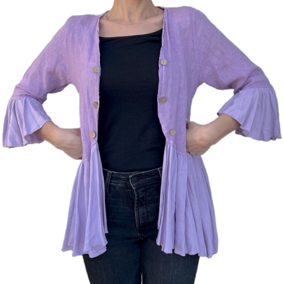 Grey Violet made in Italy Linen women’s cardigan top - Picture 1 of 13